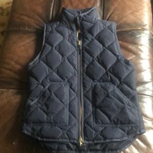 J Crew navy down vest size small